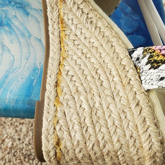 Impo stretch Taedra multicolor Phyton print wedges platform slip on sandals 8.5 - Picture 8 of 12